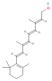 Wzór strukturalny Witamina A wg PubChem
