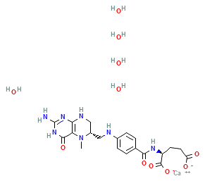 Wzór strukturalny Kwas foliowy (metylofolian wapnia) wg PubChem